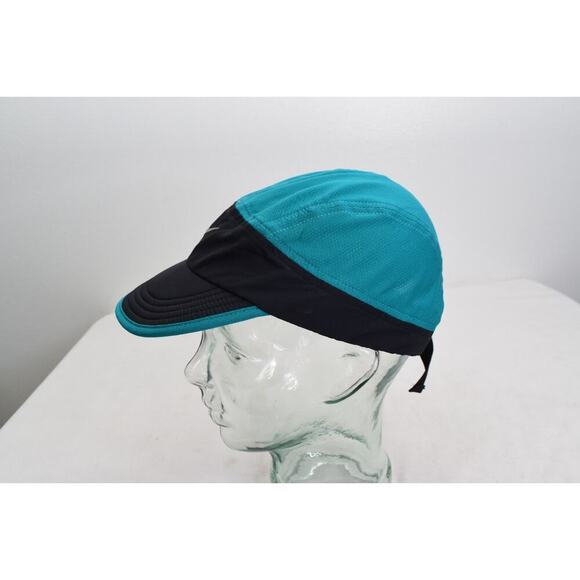 Nike Tailwind 5 Panel Hat Cap Teal Black Mesh Dri Fit Running Cycling Short Bill - Picture 2 of 4